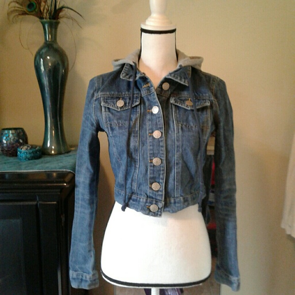 Poetry Jackets & Blazers - Crop Hooded Jean Jacket